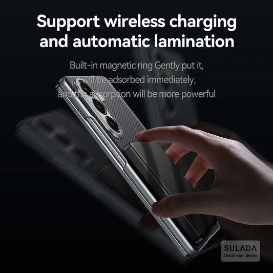 For Samsung Galaxy Z Fold7 Case - Carbon Fiber Texture, Hinge Protection, Camera Lens Guard, Magnetic Wireless, Frameless Design
